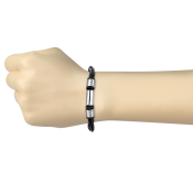 Многопластова кожена гривна с хирургическа стомана