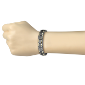 Dvojfarebný náramok z chirurgickej ocele s čiernymi a zlatými článkami