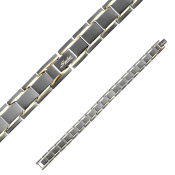 Dvojfarebný náramok z chirurgickej ocele s čiernymi a zlatými článkami