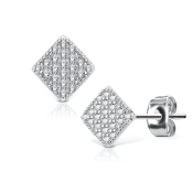 Čtvercové náušnice s přívěskem zdobené kubickými zirkony