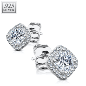 Uhani iz srebra 925 s kvadratnim cirkonom na sredini