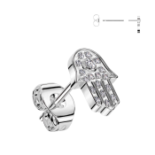 Titánové puzetové náušnice v tvare ruky Fatimy so zirkónmi - Single