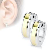 Dvoubarevné kruhové náušnice z chirurgické oceli s kloubovým zapínáním