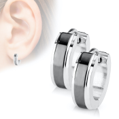 Dvoubarevné kruhové náušnice z chirurgické oceli s kloubovým zapínáním