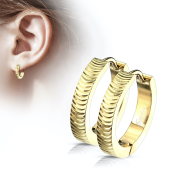 Kloubové náušnice z chirurgické oceli s texturovaným vzorem