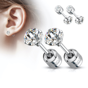 Náušnice z chirurgické oceli s kubickými zirkony