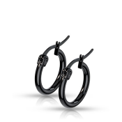 Obročasti uhani iz kirurškega jekla v črnem dizajnu