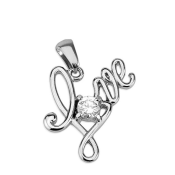 Prívesok z nehrdzavejúcej ocele, nápis LOVE so zirkónom 