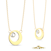 Zlatý náhrdelník s kulatým přívěskem a zirkonem