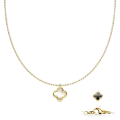 Nyaklánc sebészeti acélból négylevelű lóhere alakú kétoldalas medállal