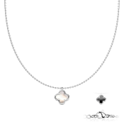 Náhrdelník z chirurgickej ocele s obojstranným príveskom v tvare štvorlístka