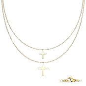 Dvostruka ogrlica od kirurškog čelika s privjescima križeva