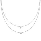 Dvojitý náhrdelník z chirurgickej ocele s kruhovým a obdĺžnikovým príveskom