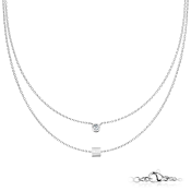 Dvojitý náhrdelník z chirurgickej ocele s kruhovým a obdĺžnikovým príveskom