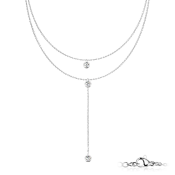 Náhrdelník z chirurgickej ocele so zirkónmi a predĺženým príveskom