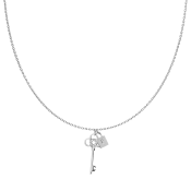 Arany színű nyaklánc sebészeti acélból, kulcs és zár medállal