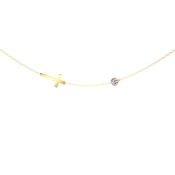 Oceľový náhrdelínik s príveskom krížika a zirkónu