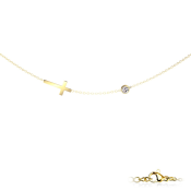 Oceľový náhrdelínik s príveskom krížika a zirkónu