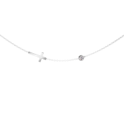 Ocelový náhrdelník s přívěskem kříže a kubickými zirkony