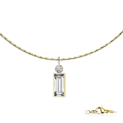 Acél nyaklánc sebészeti acélból téglalap alakú cirkóniával