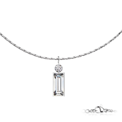 Oceľový náhrdelník z chirurgickej ocele so zirkónom v tvare obdlžníka