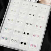 Naušnice sa cirkonima od kirurškog čelika, SET od 20 pari