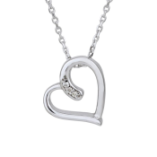 Strieborný náhrdelník s diamantom, srdce