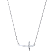 Strieborný náhrdelník s diamantom, krížik