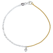 Kéttónusú ezüst karkötő gyönggyel