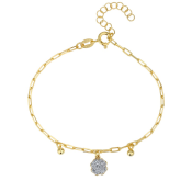 Srebrna narukvica zlatne boje s privjescima