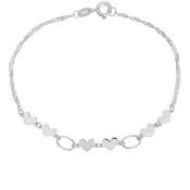 Stříbrný náramek s přívěsky ve tvaru srdce