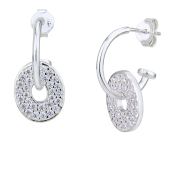 Stříbrné náušnice s kruhovým vzorem, zdobené kubickými zirkony