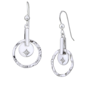 Srebrne naušnice s dijamantom, kružni dizajn