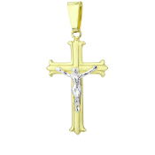 Strieborný prívesok zlatej farby v tvare kríža