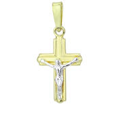 Strieborný prívesok zlatej farby v tvare kríža