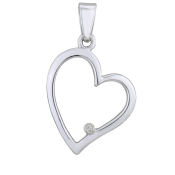 Srebrni privjesak s dijamantom, srce
