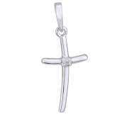 Strieborný prívesok v tvare kríža s diamantom