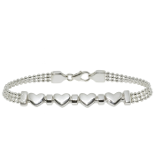 Strieborný náramok so srdiečkami