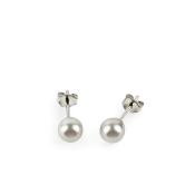 Srebrne naušnice na čepić s biserom