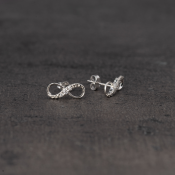 Stříbrné peckové náušnice, symbol nekonečna