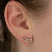 Stříbrné peckové náušnice, symbol nekonečna