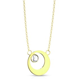 Collana in colore oro con pendente ad anello e zircone