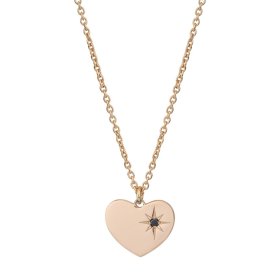 Colier din argint aur roz cu diamant negru