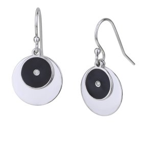 Cercei din argint cu diamant, design circular