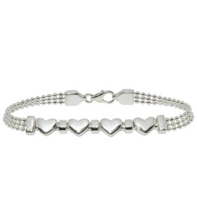 Pulsera de plata con corazones