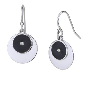 Cercei din argint cu diamant, design circular