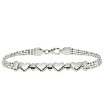 Pulsera de plata con corazones