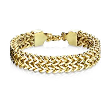 Náramek z chirurgické oceli s výrazným zlatým vzorem