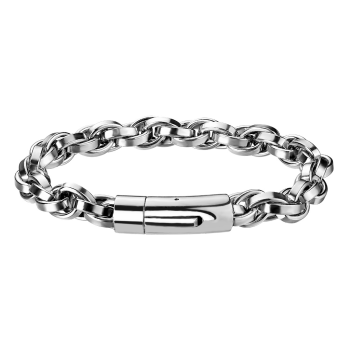 Stříbrný článkový náramek z chirurgické oceli