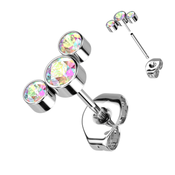 Titanové puzetové náušnice s barevnými zirkony